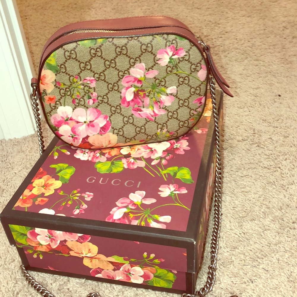 Gucci Crossbody GG Supreme Blooms Mini Brown/Pink